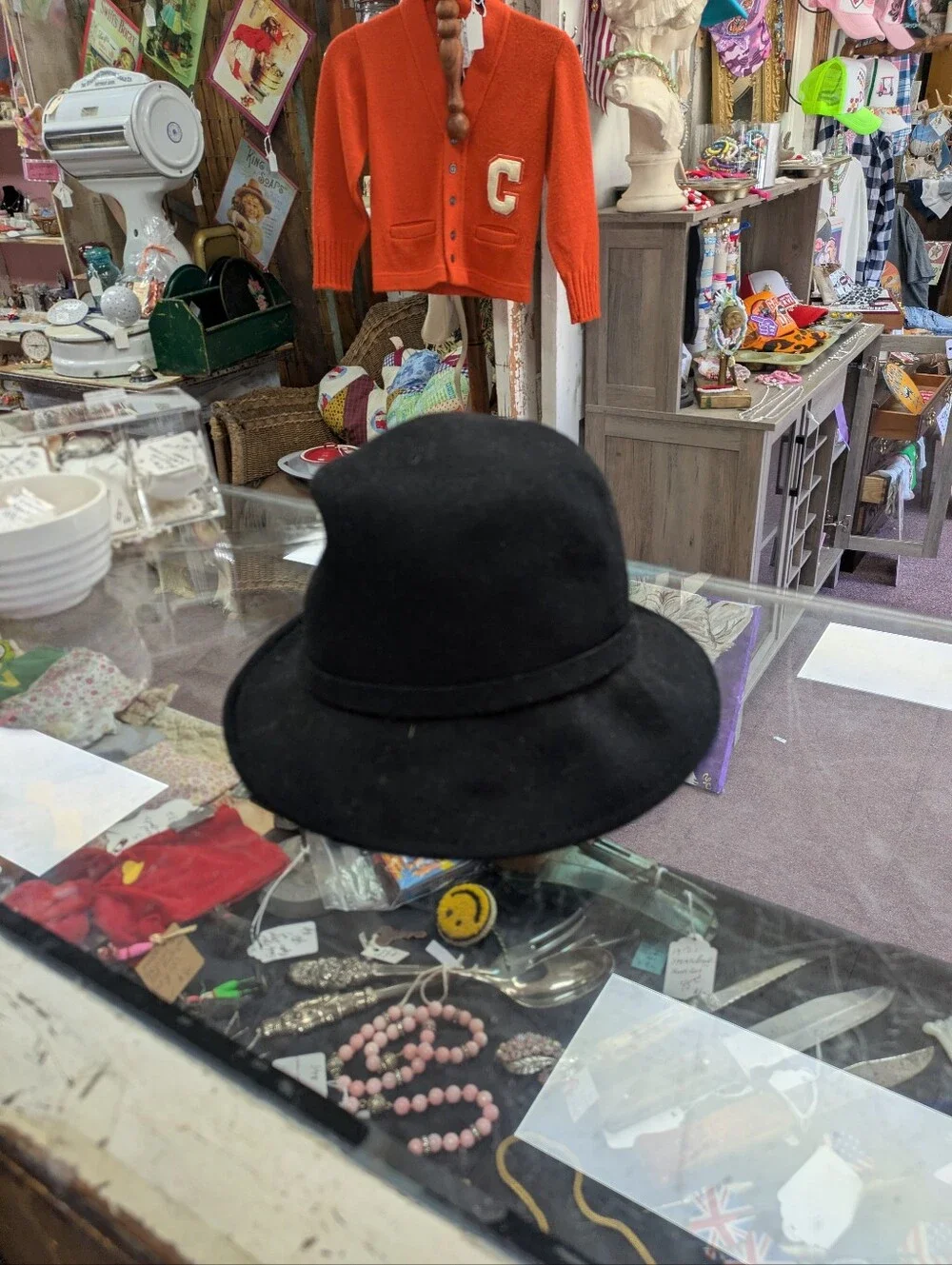 Vintage 1990s Y2K Flower Wool Bucket Hat